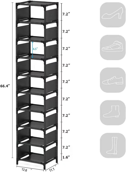 10 Tier Black Shoe Rack